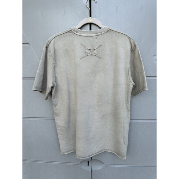 Italian Distressed Men Faded T-Shirt Sz M Sand Heavy Cotton Y2K Grunge Oversized - Picture 5 of 9